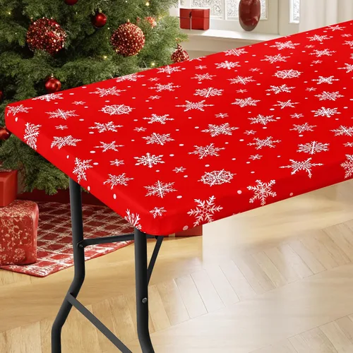 Vista 41 de Moosfor - Mantel elástico de elastano para mesa rectangular de 4 pies, manteles ajustables para picnic, funda estirable y lavable para mesa de patio