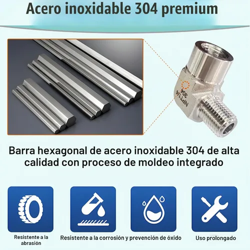 Vista 2 de 2 piezas de codo de calle de 90 grados, adaptador de codo de barra forjada de acero inoxidable 304, accesorios de tubería de alta resistencia