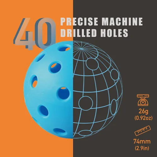 Vista 2 de FASIUCHOI Paquete de 6 pelotas de pickleball con 40 agujeros, pelotas de pickleball de alta durabilidad, pelotas de pickleball para exteriores