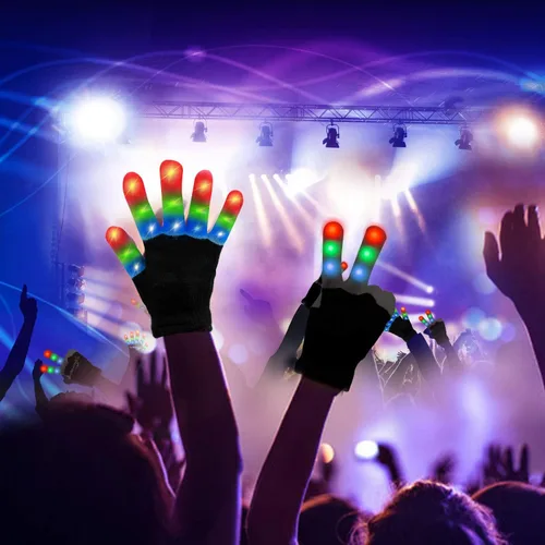 Vista 3 de WEICHUANGXIN - Guantes LED, luces en los dedos, 6 modos intermitentes, LED cálidos guantes, M