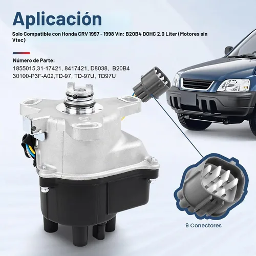 Vista 2 de MOSTPLUS Distribuidor de encendido compatible con Honda CRV CR-V B20B4 2.0 JDM TD-97U