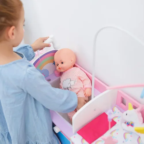 Vista 9 de Teamson Kids – Olivia's Classic 6 en 1 - Estación de Cambio de Muñecas Bebé con Almacenamiento, Muebles de Muñecas de Juego de Simulación Morado