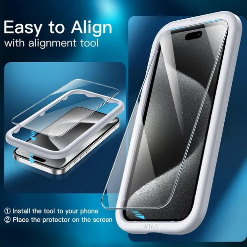 Vista 7 de JETech Funda magnética 3 en 1 para iPhone 15 Pro de 6.1 pulgadas con 2 protectores de pantalla de vidrio templado, compatible con MagSafe, funda