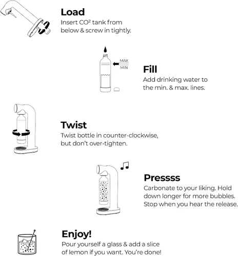 Vista 6 de AWA Máquina de carbonatador de agua: máquina para hacer agua con gas y máquina para hacer refrescos, con botella de 1 litro sin BPA, diseño europeo