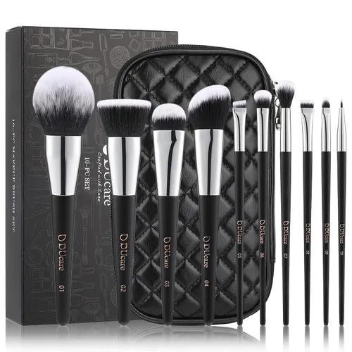 Vista 11 de docolor - Juego de 30 brochas de maquillaje profesionales Kabuki sintéticas de primera calidad, brocha de mezcla para base, polvo facial, rubor