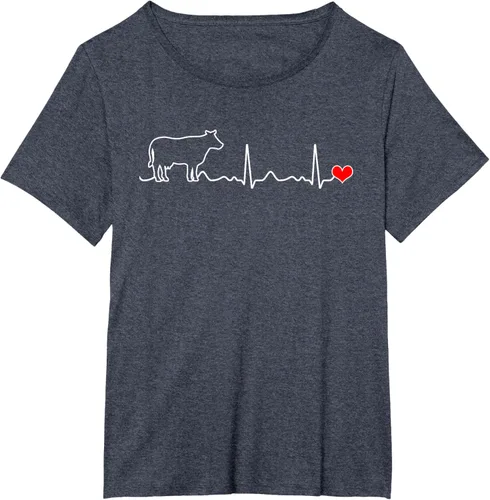 Vista 80 de Camiseta de paciente con corazón I Love My Cow Valve EKG Heartbeat Heart Pacient, Negro, S