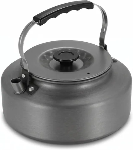 Vista 2 de Docooler - Hervidor de té, tetera de acero inoxidable, cafetera portátil, hervidor de agua silbante, estufa de picnic para campamento 1.1L