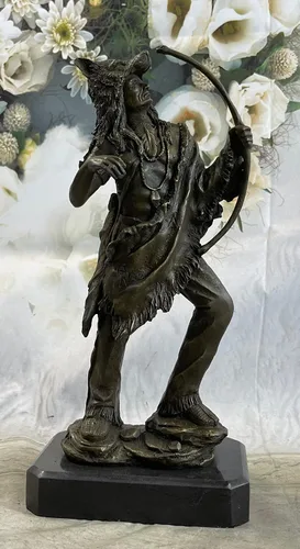 Vista 4 de Indian Native American Art Chief Eagle Portrait Bust Bronze Marble Statue Large Brilliance Sculpture Hot Cast by Think Bronze