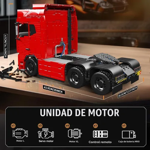 Vista 5 de Mould King Kits de bloques de construcción de modelo de tractor y camión, set de bloques de construcción MOC 19015 para construir, regalo