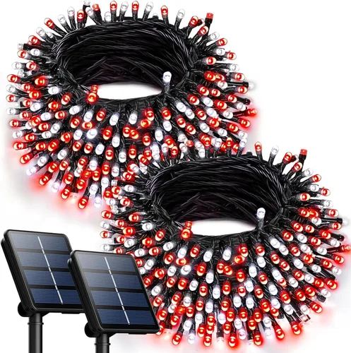 Vista 12 de OZS Paquete de 2 tiras de 240 luces LED solares para exteriores