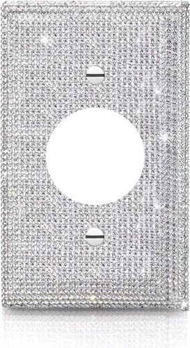 Vista 17 de Diamantes de imitación rosa brillante, placa decorativa para interruptor de luz de palanca simple, placa de cubierta decorativa, cubierta