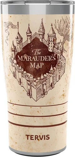 Vista 22 de Vaso térmico Tervis. Vaso de «El Mapa del Merodeador» de Harry Potter, vaso térmico con tapa marrón, 16 onza, Transparente