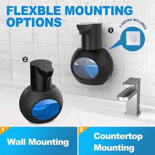 Vista 3 de Dispensador automático de jabón espumoso de 15 oz/420ml, desinfectante de manos espumoso, soporte de pared sin contacto con 4 niveles, dispensador