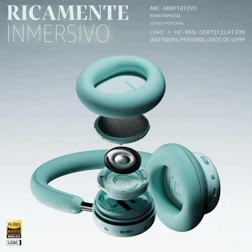 Vista 3 de CMF BY Nothing Auriculares inalámbricos con cancelación activa de ruido Bluetooth 5.4 sobre la oreja, tiempo de reproducción ANC 50H, control