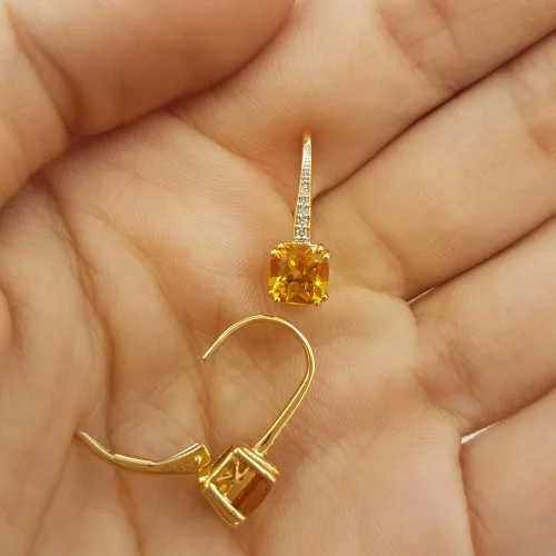 Vista 4 de Dazzlingrock Collection - Pendientes colgantes para mujer, oro amarillo de 14 quilates