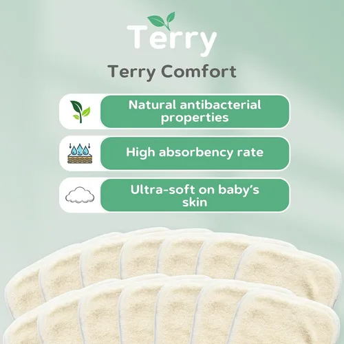 Vista 5 de Insertos de pañales de tela, paquete de 14 forros reutilizables de 4 capas para pañales de bolsillo, lavables, absorbentes y transpirables