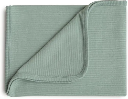 Vista 9 de mushie Manta de bebé extra suave Manta de recepción acanalada de algodón y elastano, manta de envolver y cochecito 35 x 35 pulgadas (rubor)