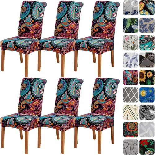 Vista 40 de HZDHCLH Juego de 4 fundas para sillas de comedor color burdeos, fundas elásticas de elastano para sillas Parsons, paquete de 4, fundas de asiento