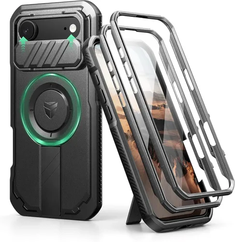 Vista 47 de Dexnor - Funda para iPhone 12 & iPhone 12 Pro con tapa deslizante para cámara, soporte ajustable y protector de pantalla integrado, carcasa