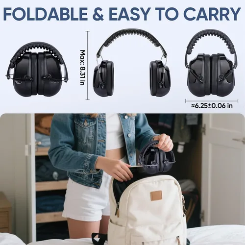 Vista 6 de TICONN Noise Cancelling Ear Muffs for Adults, SNR 33dB Hearing Protection, Adjustable Safety Earmuffs for Construction