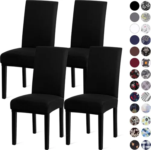 Vista 86 de Sufdari Juego de 2 fundas para sillas de comedor, fundas para sillas de cocina, fundas para sillas Parsons, protectores de sillas de elastano