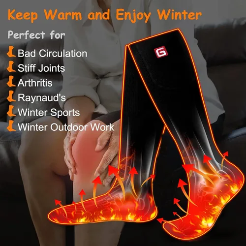 Vista 3 de Calcetines térmicos eléctricos Rechargebale Calcetines calefactores alimentados por batería para hombres y mujeres, kit de calcetines gruesos