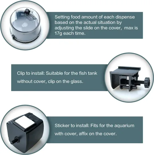 Vista 3 de Lychee Alimentador de peces de acuario Acuario de vacaciones Dispensador automático de alimentos para peces de tanque alimentador temporizador