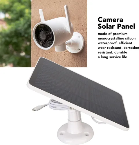 Vista 3 de Panel solar para cámara de seguridad, para cámara de seguridad de 5 V, cargador de cámara impermeable IP65, cámara de vigilancia con batería
