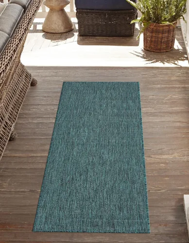 Vista 20 de Unique Loom Collection - Alfombra casual de transición sólida jaspeada para interiores y exteriores