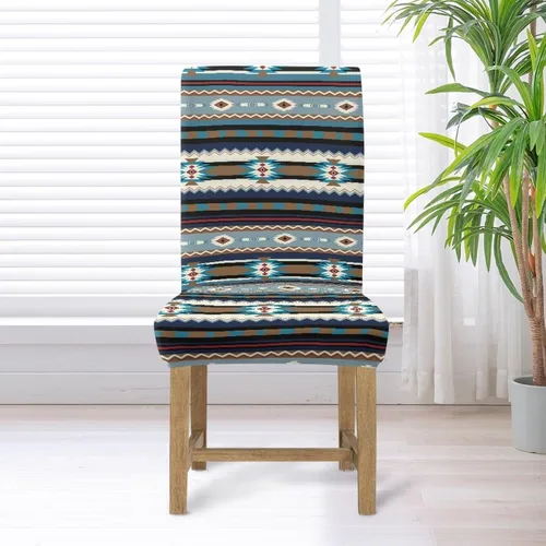 Vista 5 de Rnyleeg Juego de 1 fundas para sillas étnicas para sala de estar, sin brazos, estampado tribal azteca, elásticas, fundas protectoras para sillas
