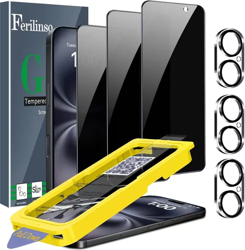 Vista 28 de Ferilinso [Instalación Automática de Polvo] Pack de 3 Protectores de Pantalla de Privacidad para Google Pixel 10 Pro XL, Accesorios Compatibles