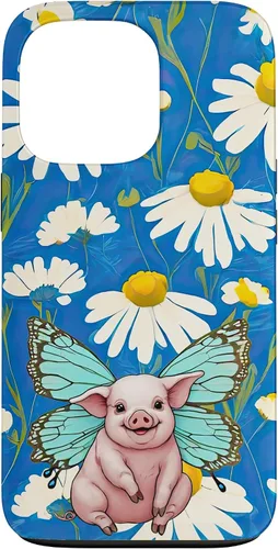 Vista 10 de Adorable Pig Piglet with Butterfly Wings Daisy Flower Sweet Case for iPhone 17
