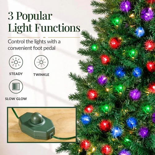 Vista 42 de Best Choice Products Árbol de Navidad azul bebé preiluminado de 6 pies, decoración navideña artificial completa con 947 puntas de rama, 250 luces