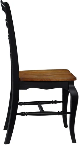 Vista 7 de Homestyles - Juego de 2 sillas de comedor de estilo francés campestre negro