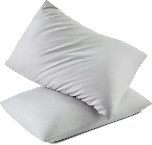 Vista 25 de TILLYOU Paquete de 2 fundas de almohada para niños pequeños con cierre de sobre, 13" x 18" de microfibra sedosa y suave, fundas de almohada de viaje