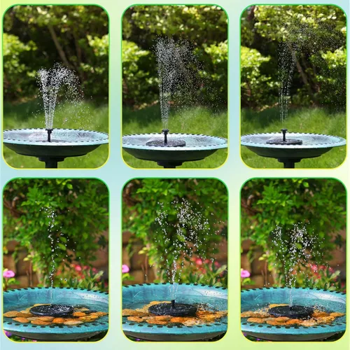Vista 3 de AMZtime Fuente Solar de Agua, Fuentes Solares de Baño para Pájaros Mejoradas con 6 Boquillas, Bomba de Fuente Solar Flotante y Independiente