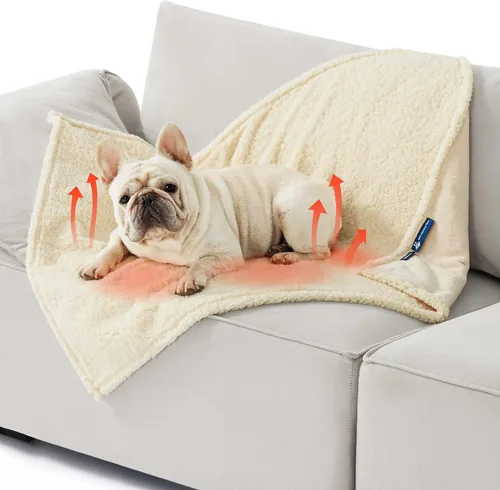 Vista 89 de Bedsure - Mantas impermeables para perros pequeños - Manta de felpa de sherpa con impresión suave lavable para perros y gatos, protector de muebles