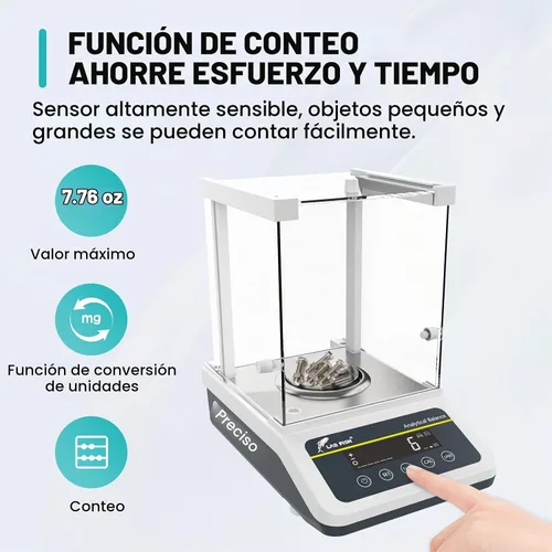 Vista 2 de LAB FISH FA2204N Balanza analítica, 7.76 oz x 0.1mg Calibración dual