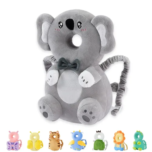 Vista 16 de JunNeng - Mochila protectora de cabeza de bebé para caminar y gatear, pingüino blanco Protector de cabeza suave, transpirable, ajustable
