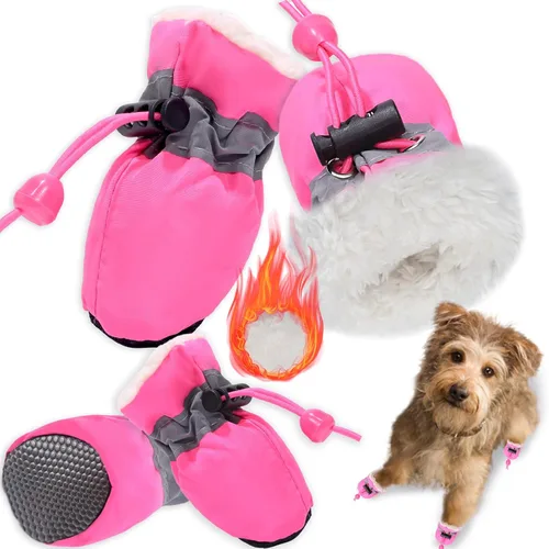 Vista 7 de Botas de nieve para perro, botas de nieve para perros de invierno, botas y protector de patas, botines cálidos para cachorros con tira reflectante