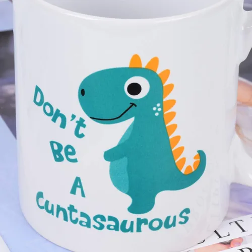 Vista 6 de BLEUM CADE Taza de café con texto en inglés «Don't be a Cuntasauro», taza de té con palabras divertidas, regalo novedoso, taza de cerámica blanca