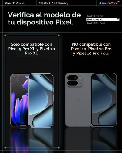 Vista 2 de Spigen GlasTR EZ FIT - Protector de pantalla de privacidad para Pixel 10 Pro XL/9 Pro XL AluminaCore, Aluminum-enhanced 10H+ tempered glass