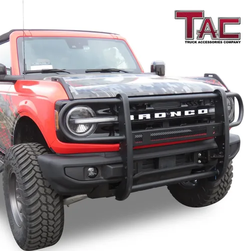 Vista 3 de TAC - Protector de parrilla compatible con Ford Bronco SUV Front Runner Guard BLK Brush Nudge Push Bull Bar