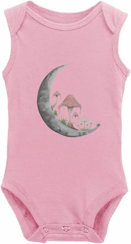 Vista 7 de Mushroom Moon - Body de manga larga para bebé recién nacido de 0 a 24 meses, color blanco Negro-1