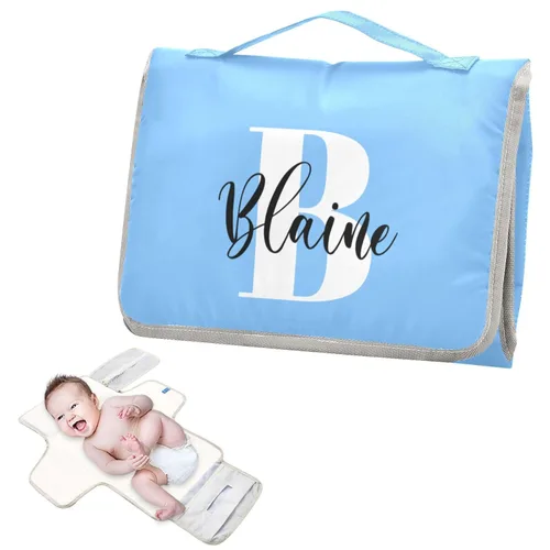 Vista 12 de Cambiador de pañales de bebé beige para niños pequeños, tapete portátil para cambiar pañales con bolsillo de almacenamiento para viajes, aparador