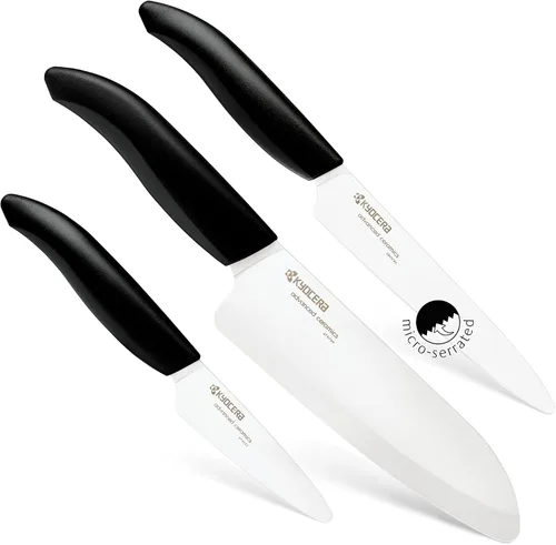 Vista 7 de Kyocera Revolution Juego de cuchillos de cerámica de 3 piezas, 6, 5 y 3 pulgadas, color negro