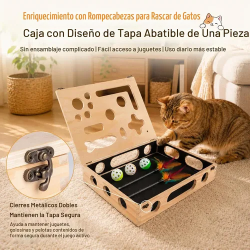 Vista 3 de Caja de enriquecimiento del rompecabezas del rasguño del gato, juguete