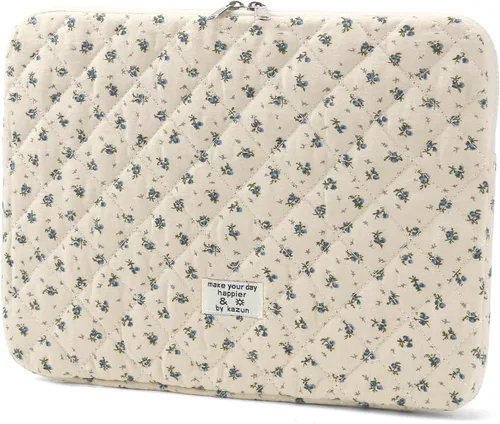 Vista 8 de Funda acolchada para laptop de 15 a 15.6 pulgadas, bonita funda protectora acolchada para computadora portátil con estampado floral para MacBook