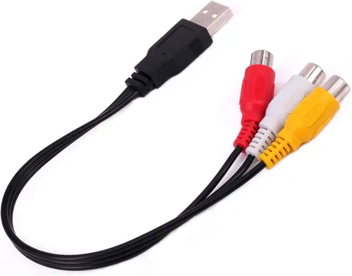 Vista 5 de BERANMEY - Cable USB a 3 RCA, [2 unidades] 0.8 ft USB macho a 3 RCA hembra, divisor de audio y video AV, cable adaptador compuesto para TV/PC.