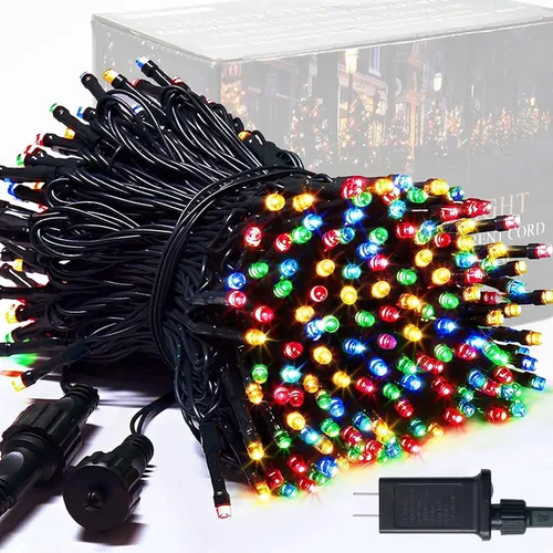 Vista 9 de JMEXSUSS Guirnalda de 250 luces LED que cambian de color, 11 modos, luces cálidas y multicolor para árbol de Navidad con luces de Navidad remotas al
